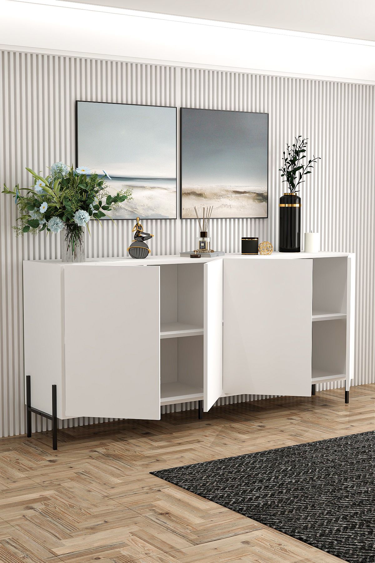 Solido White Console with Iron Legs