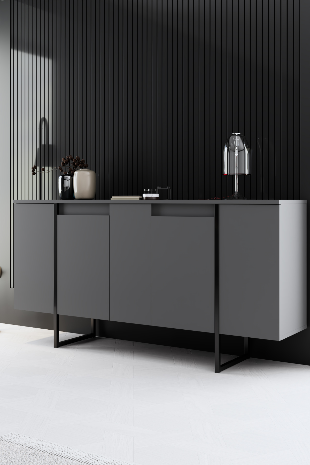 Luxe Console/Dresser Anthracite-Black 160x35x80 cm