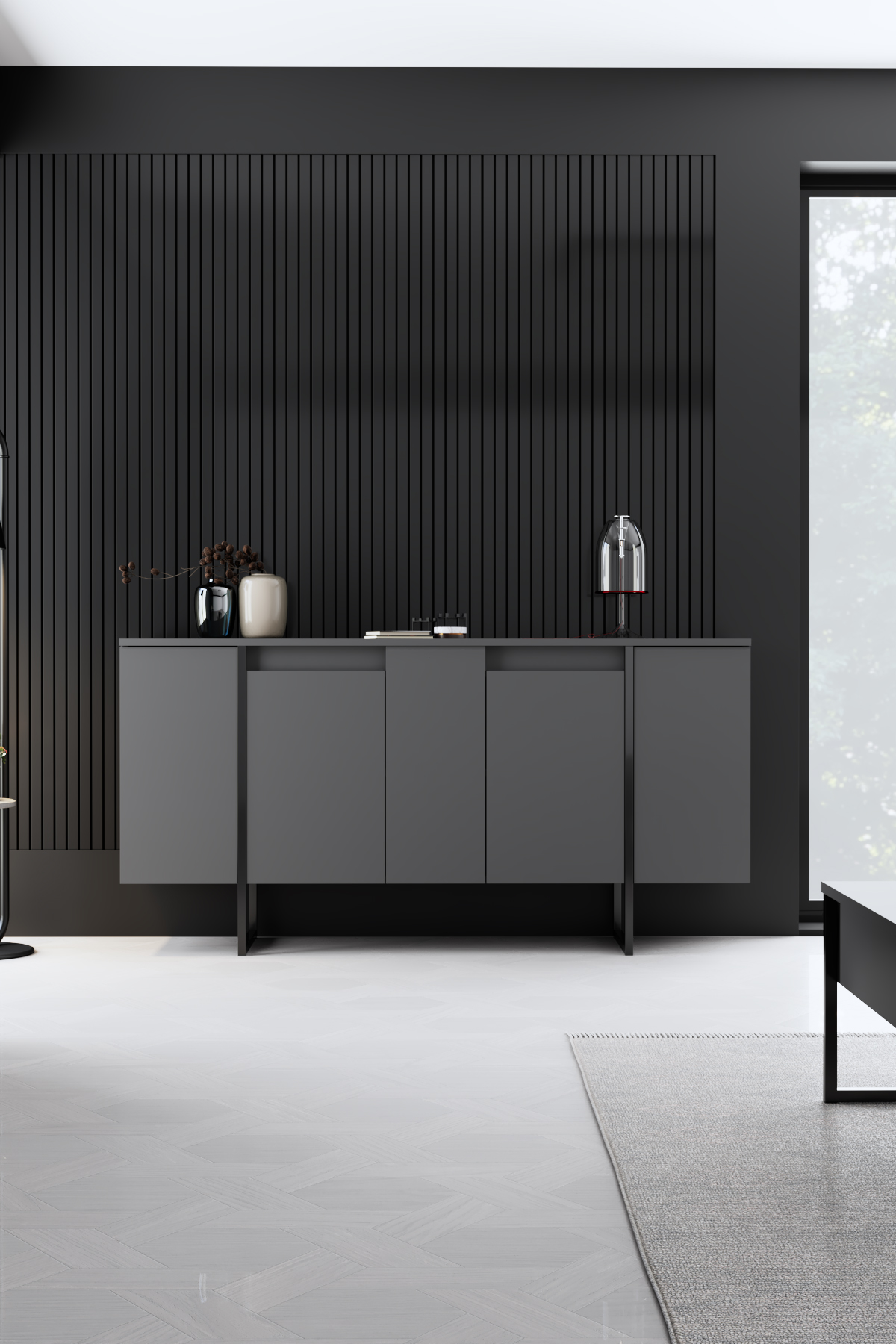 Luxe Console/Dresser Anthracite-Black 160x35x80 cm