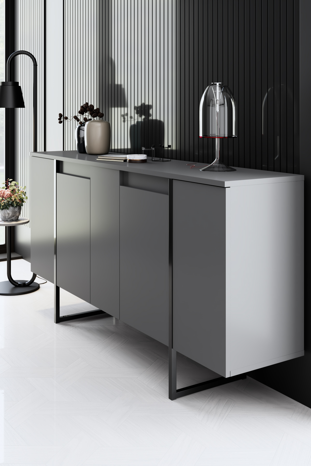 Luxe Console/Dresser Anthracite-Black 160x35x80 cm