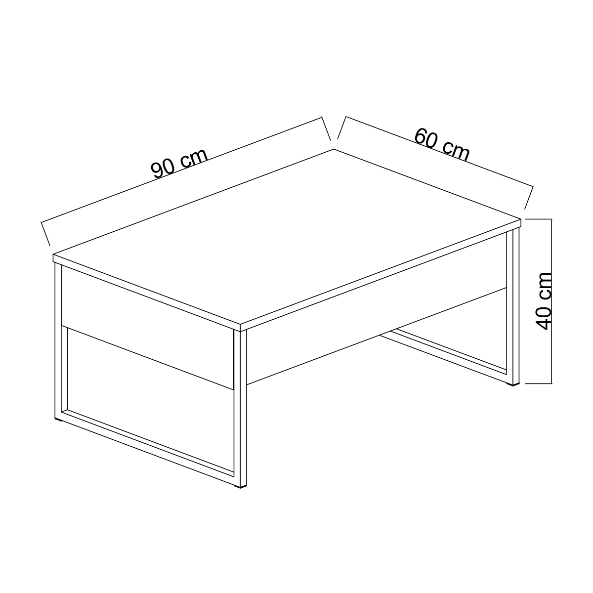 Luxe Coffee Table White-Black 90x60x40 cm