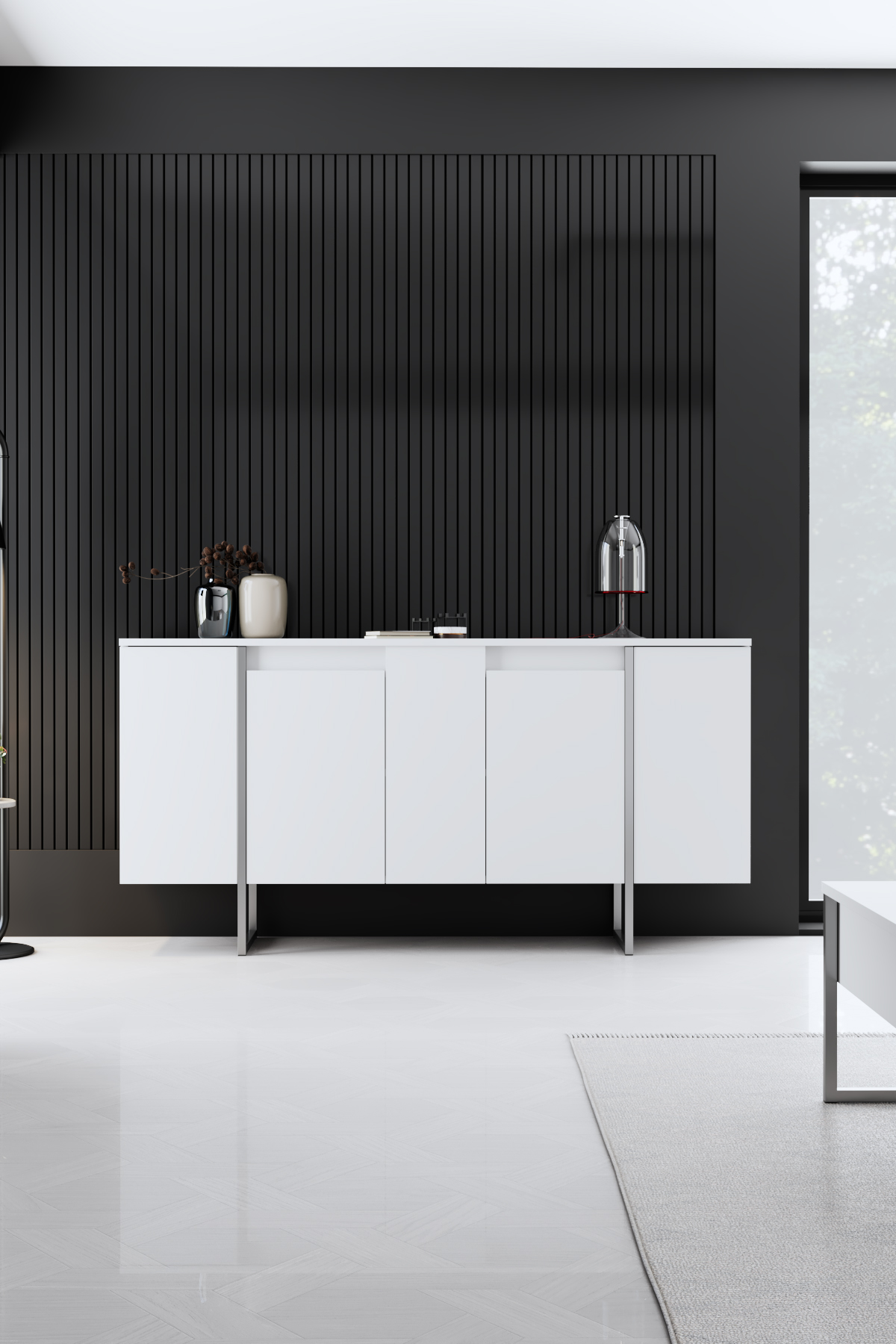 Luxe Console/Dresser White-Silver 160x35x80 cm