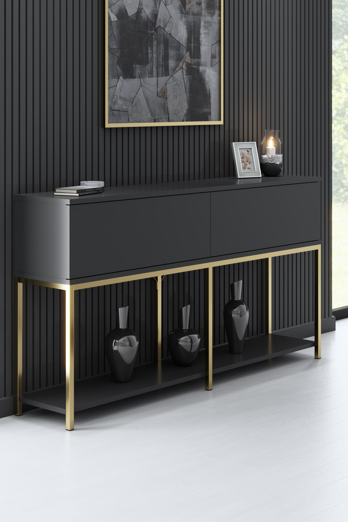 Lord Dresser Anthracite-Gold 150x30x80 cm