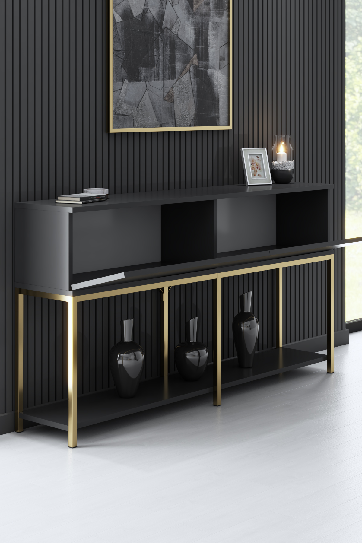 Lord Dresser Anthracite-Gold 150x30x80 cm