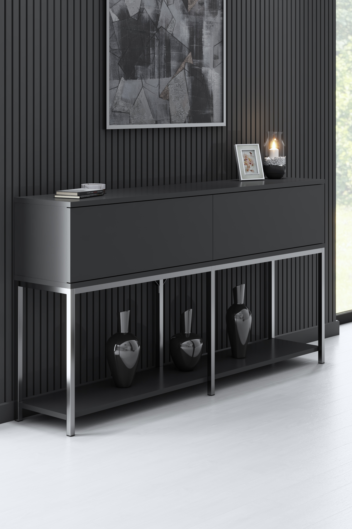 Lord Dresser Anthracite-Silver 150x30x80 cm