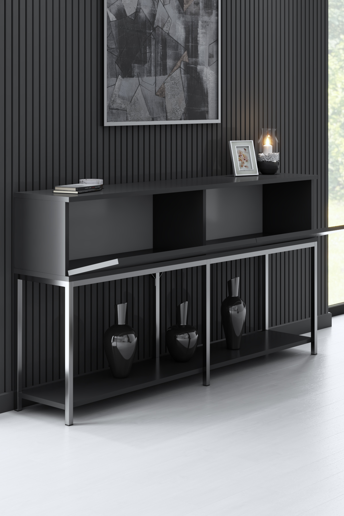 Lord Dresser Anthracite-Silver 150x30x80 cm