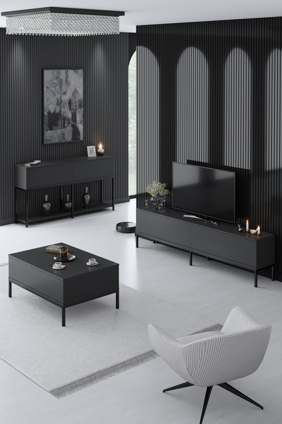 Lord Tv Stand Anthracite-Black 180x30x47 cm