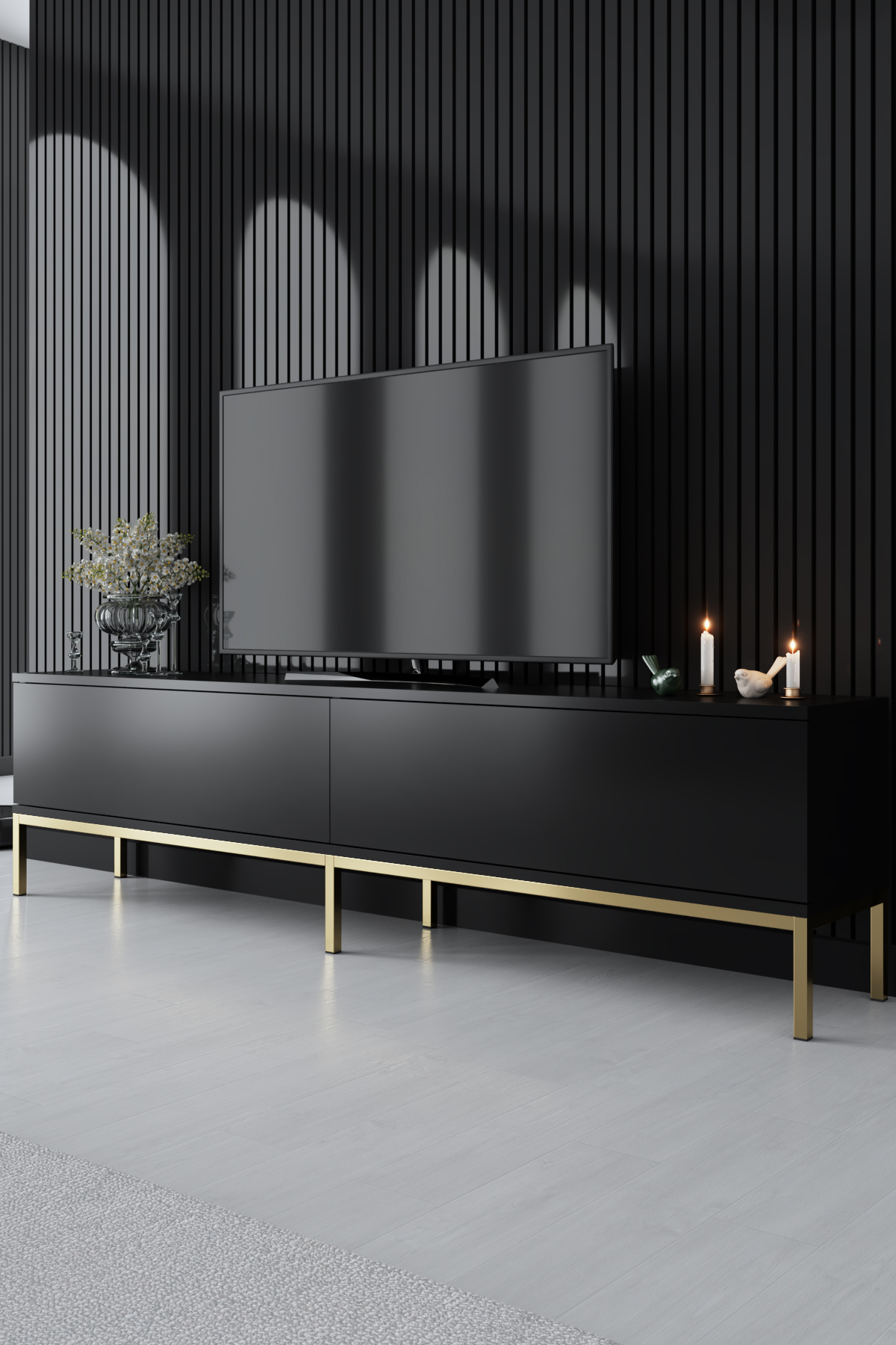 Lord Tv Stand Black-Gold 180x30x47 cm