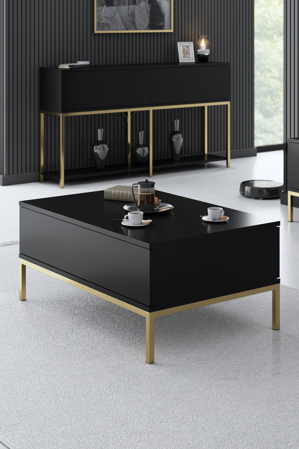 Lord Coffee Table Black-Gold 90x60x40 cm