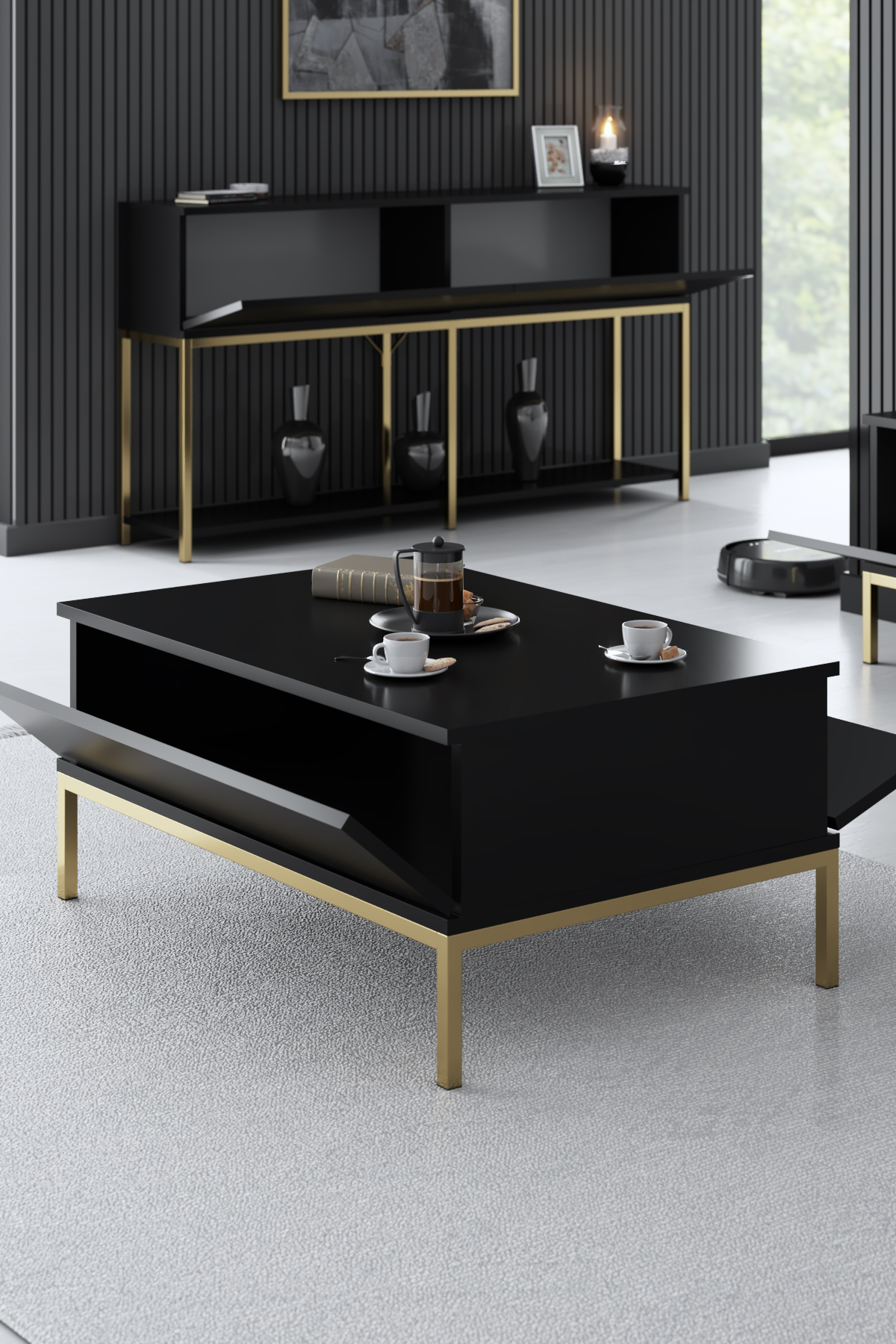 Lord Coffee Table Black-Gold 90x60x40 cm