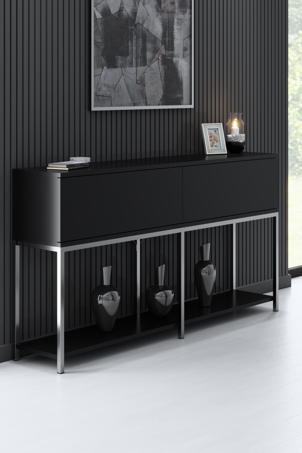 Lord Dresser Black-Silver 150x30x80 cm