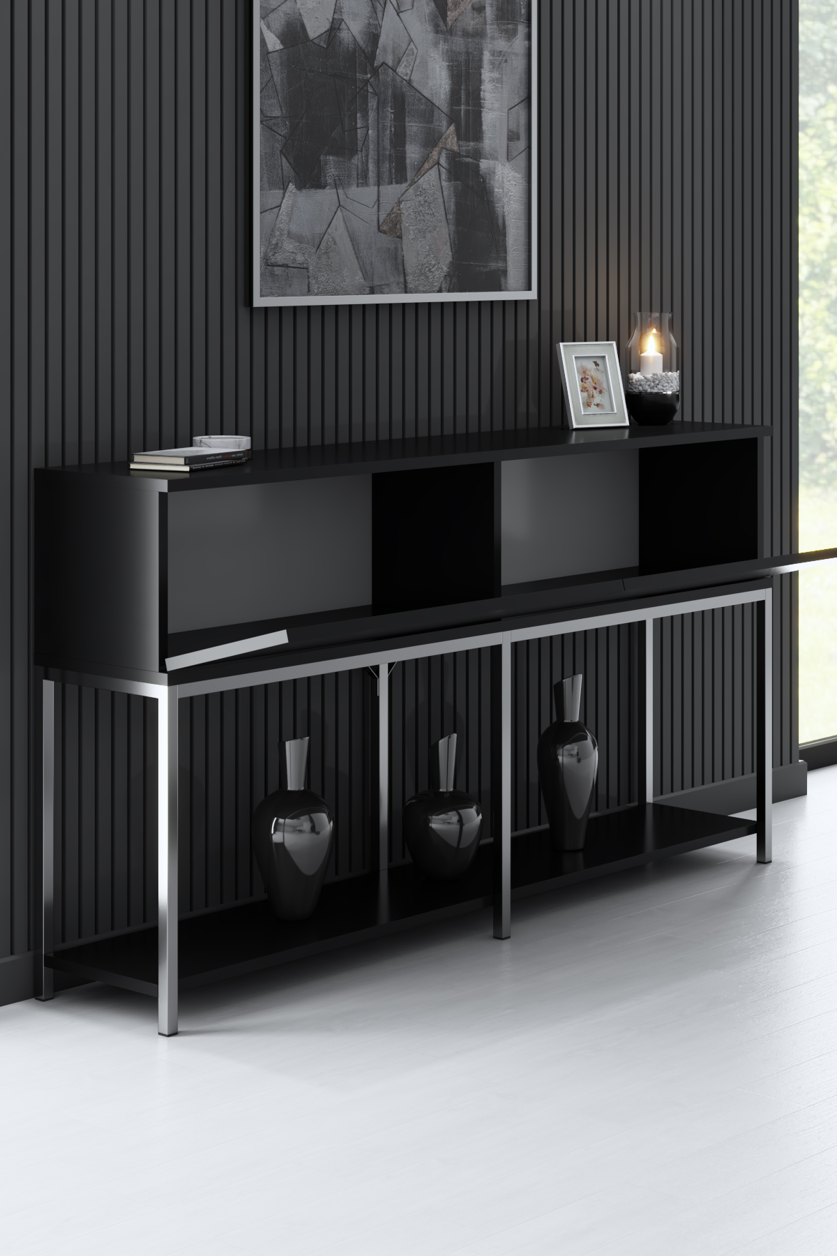 Lord Dresser Black-Silver 150x30x80 cm