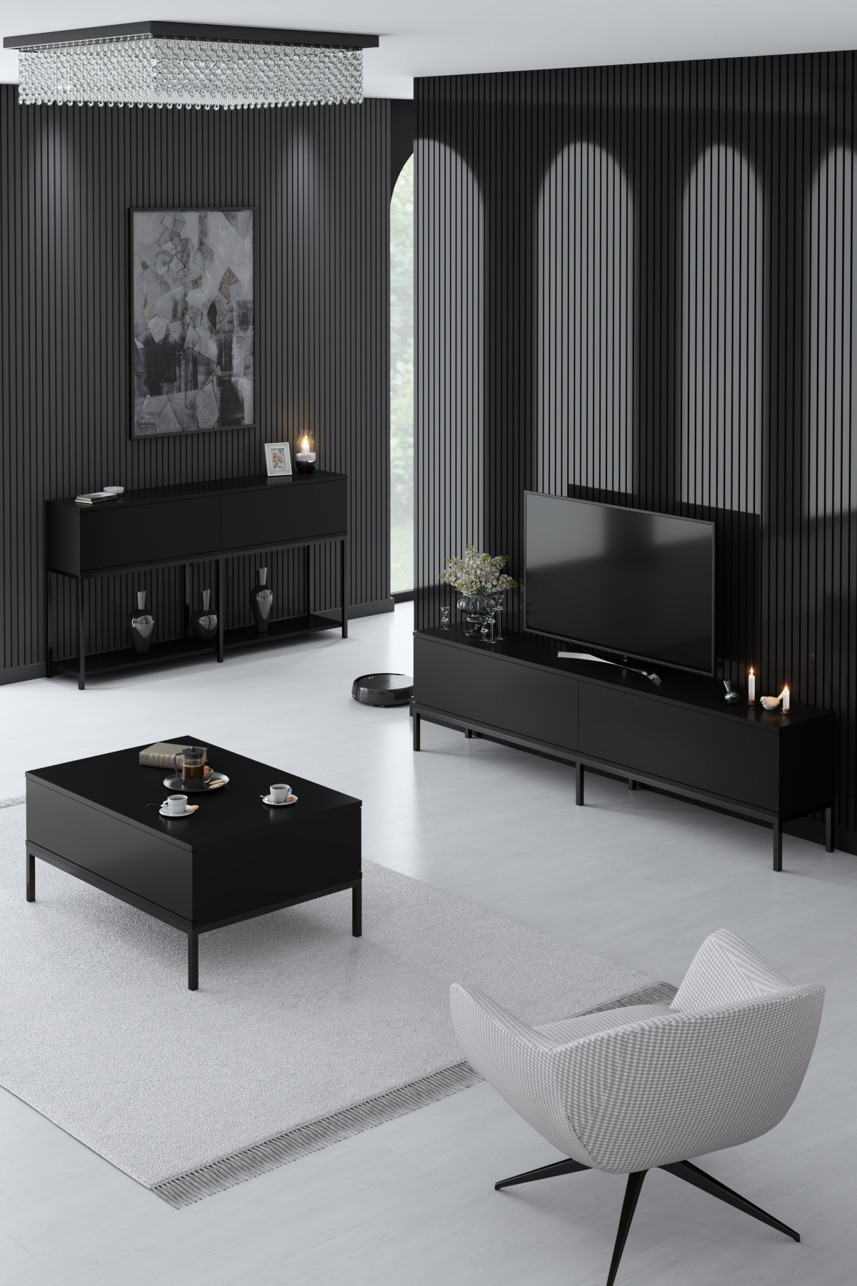 Lord Tv Stand Black-Black 180x30x47 cm