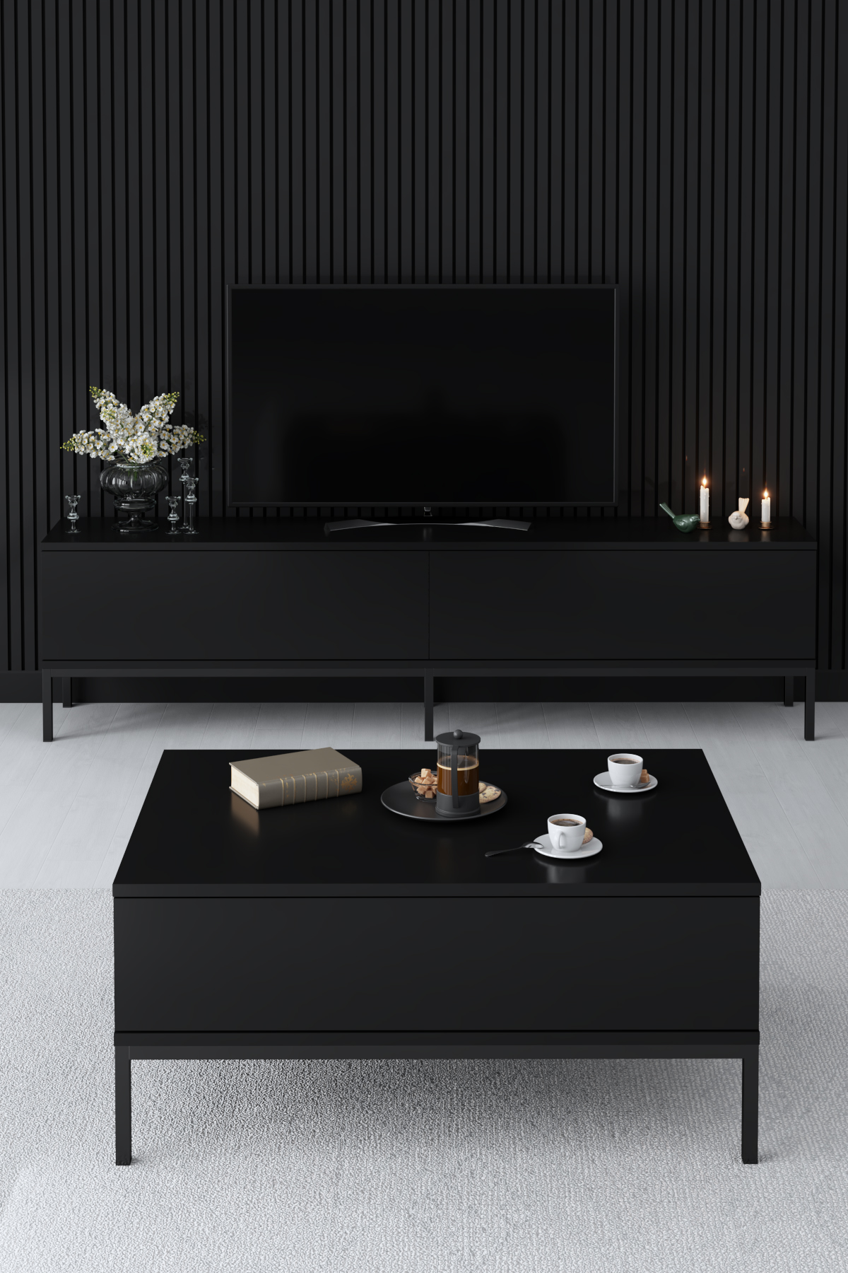 Lord Tv Stand Black-Black 180x30x47 cm