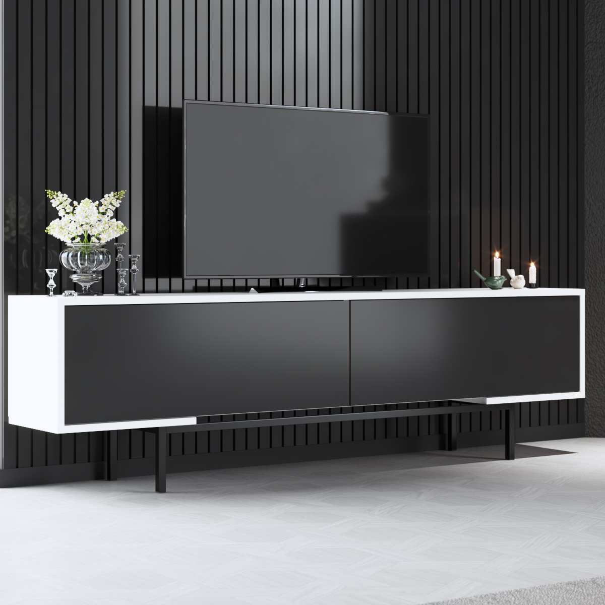 Force Tv Stand Black-Black 180x30x51 cm