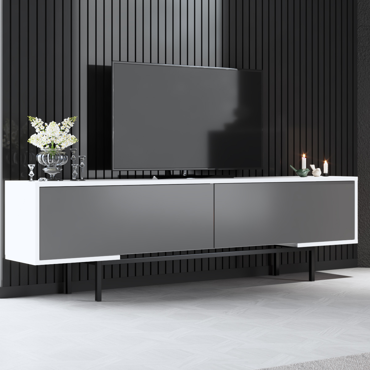 Force Tv Stand Black-Anthracite 180x30x51 cm