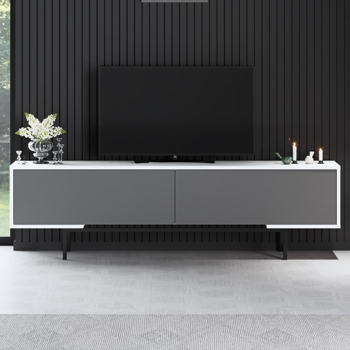 Force Tv Stand Black-Anthracite 180x30x51 cm