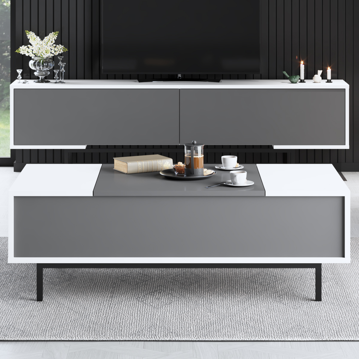 Force Coffee Table Black-Anthracite 120x60x40 cm