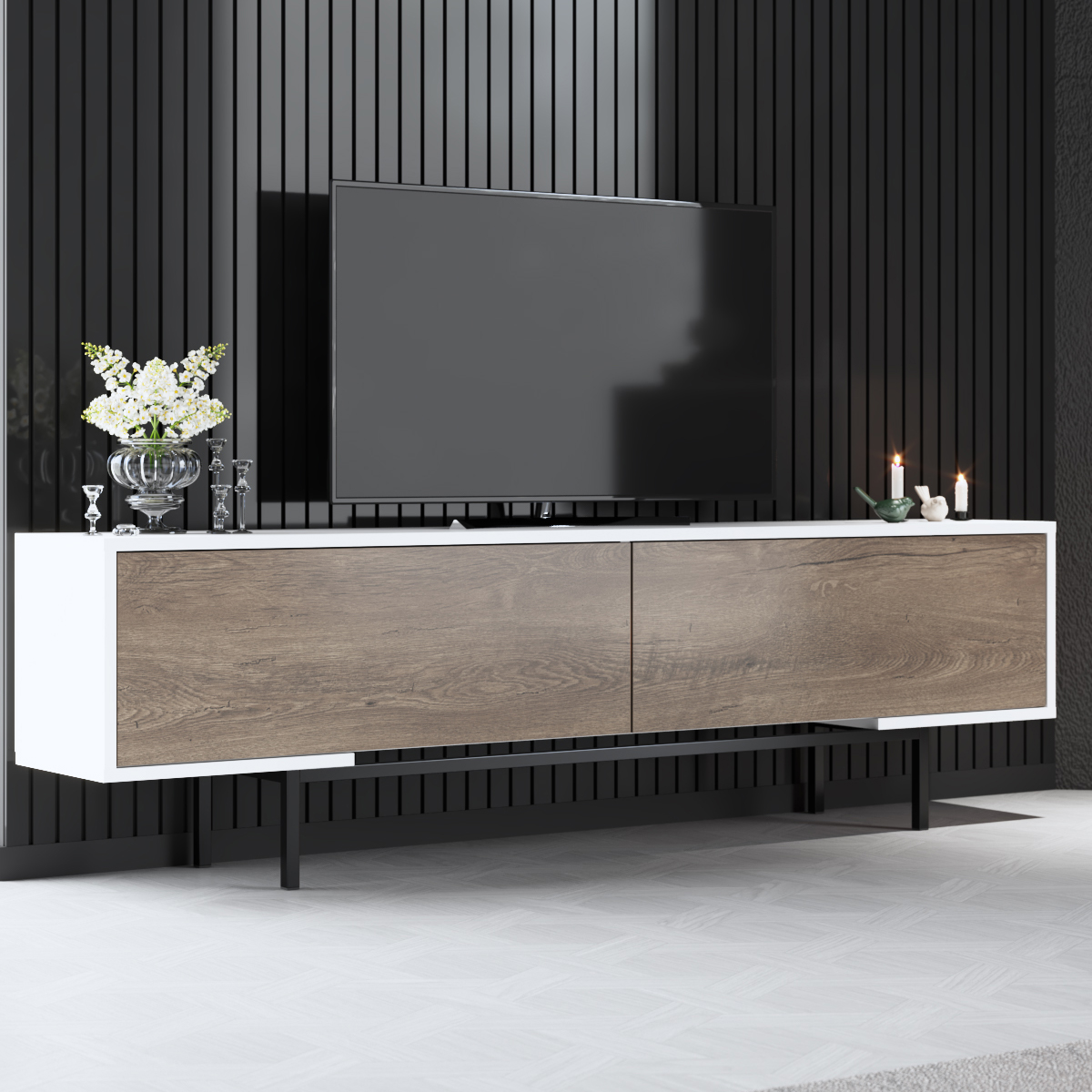 Force Tv Stand Black-Walnut 180x30x51 cm