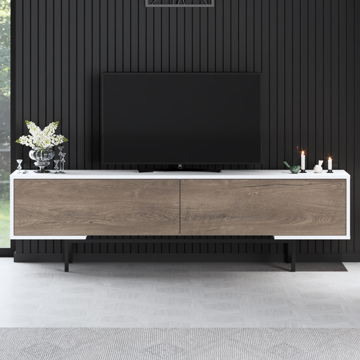 Force Tv Stand Black-Walnut 180x30x51 cm