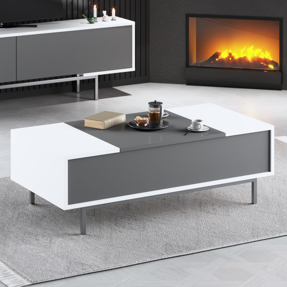 Force Coffee Table Silver-Anthracite 120x60x40 cm