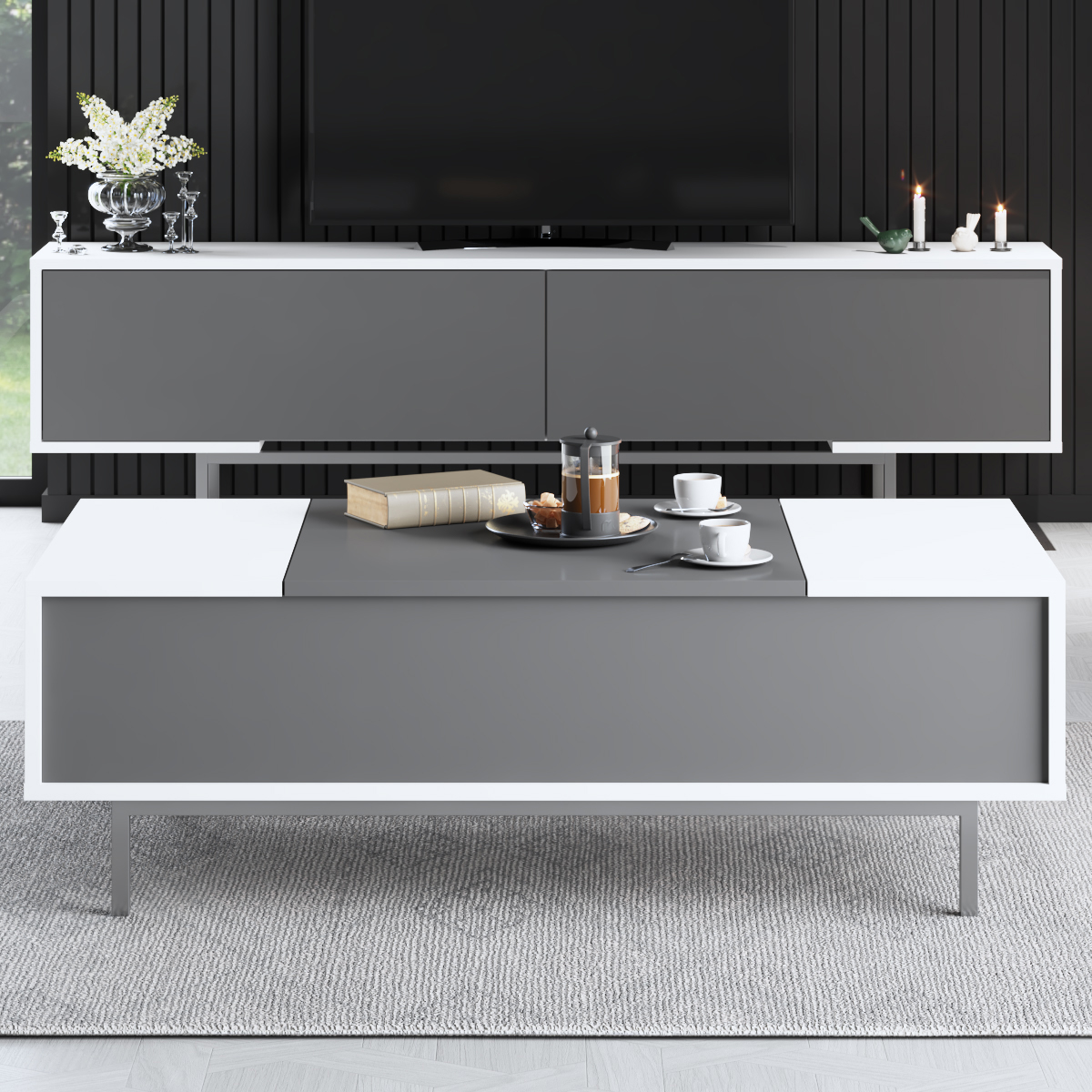 Force Coffee Table Silver-Anthracite 120x60x40 cm