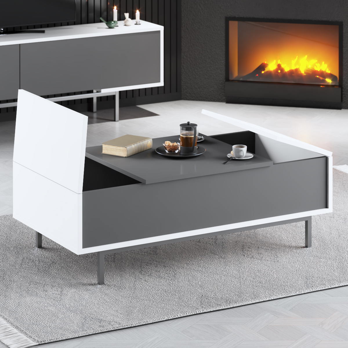 Force Coffee Table Silver-Anthracite 120x60x40 cm