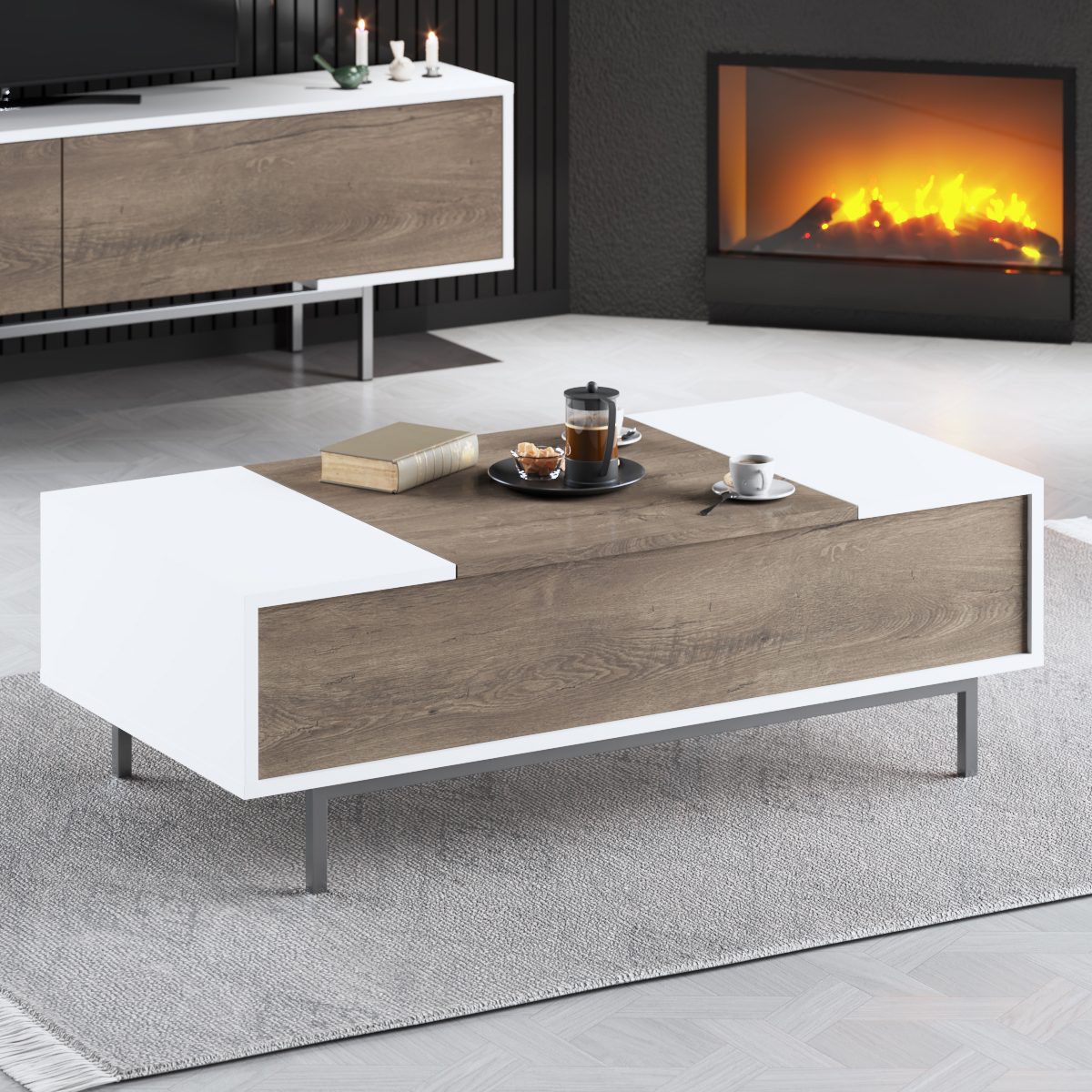 Force Coffee Table Silver-Walnut 120x60x40 cm