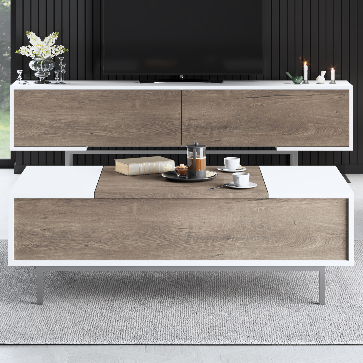 Force Coffee Table Silver-Walnut 120x60x40 cm