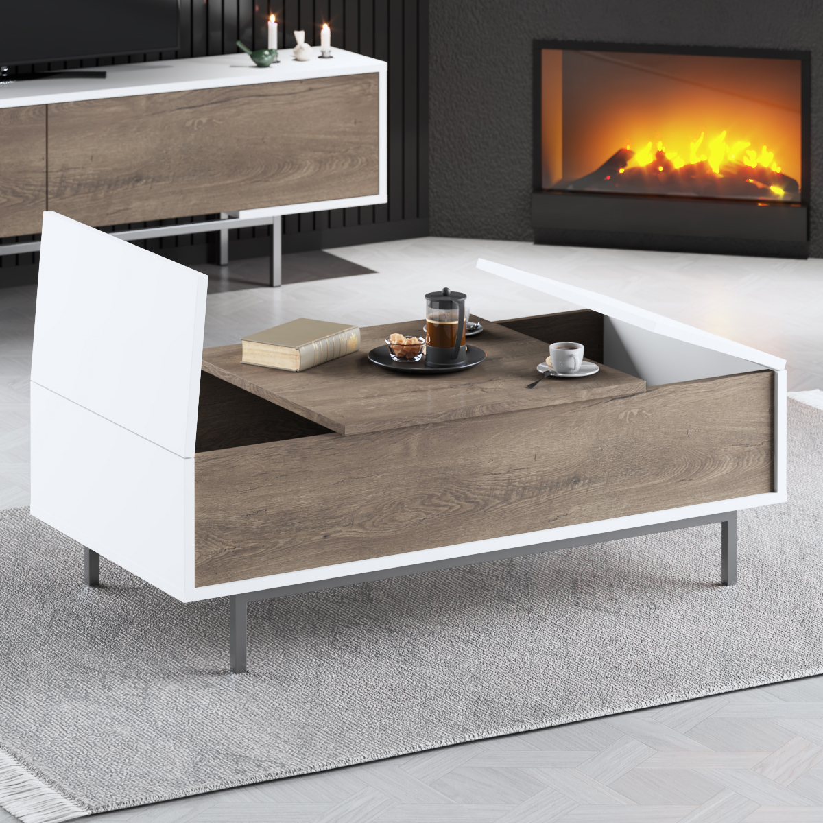 Force Coffee Table Silver-Walnut 120x60x40 cm