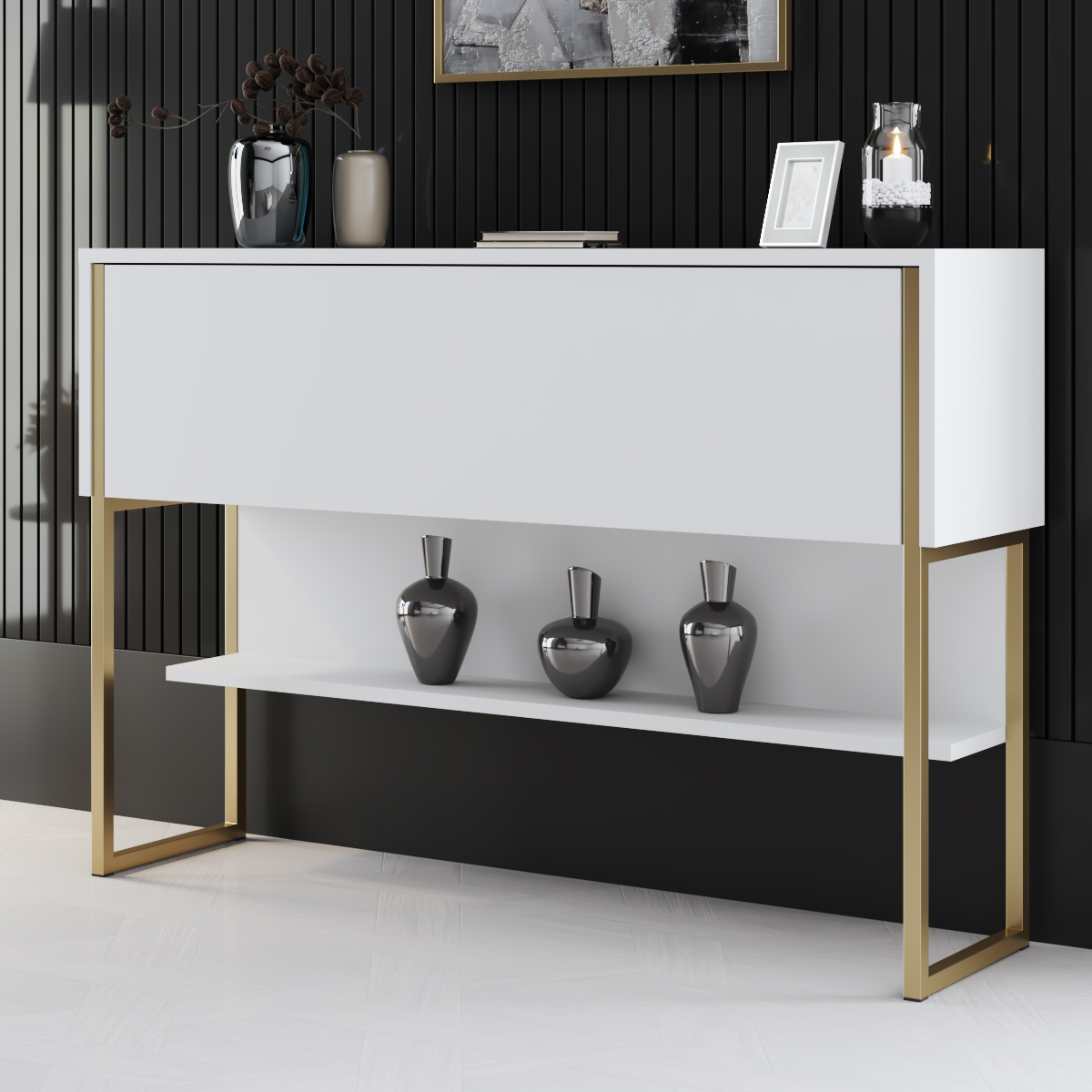 Luxe Dresser White-Gold 120x30x80 cm