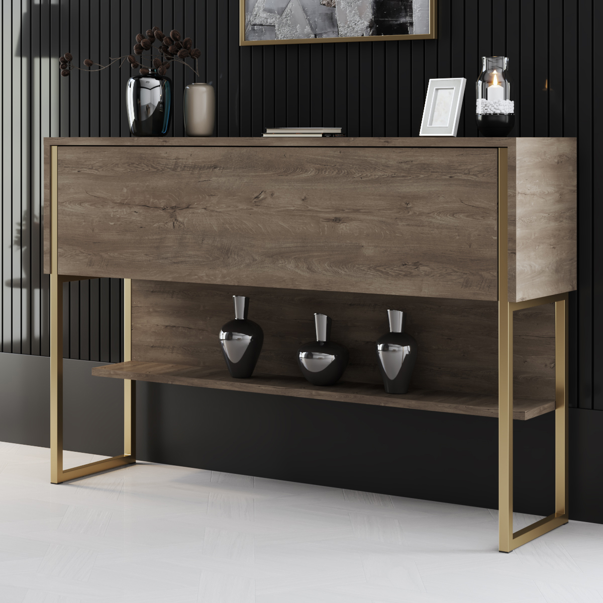 Luxe Dresser Walnut-Gold 120x30x80 cm