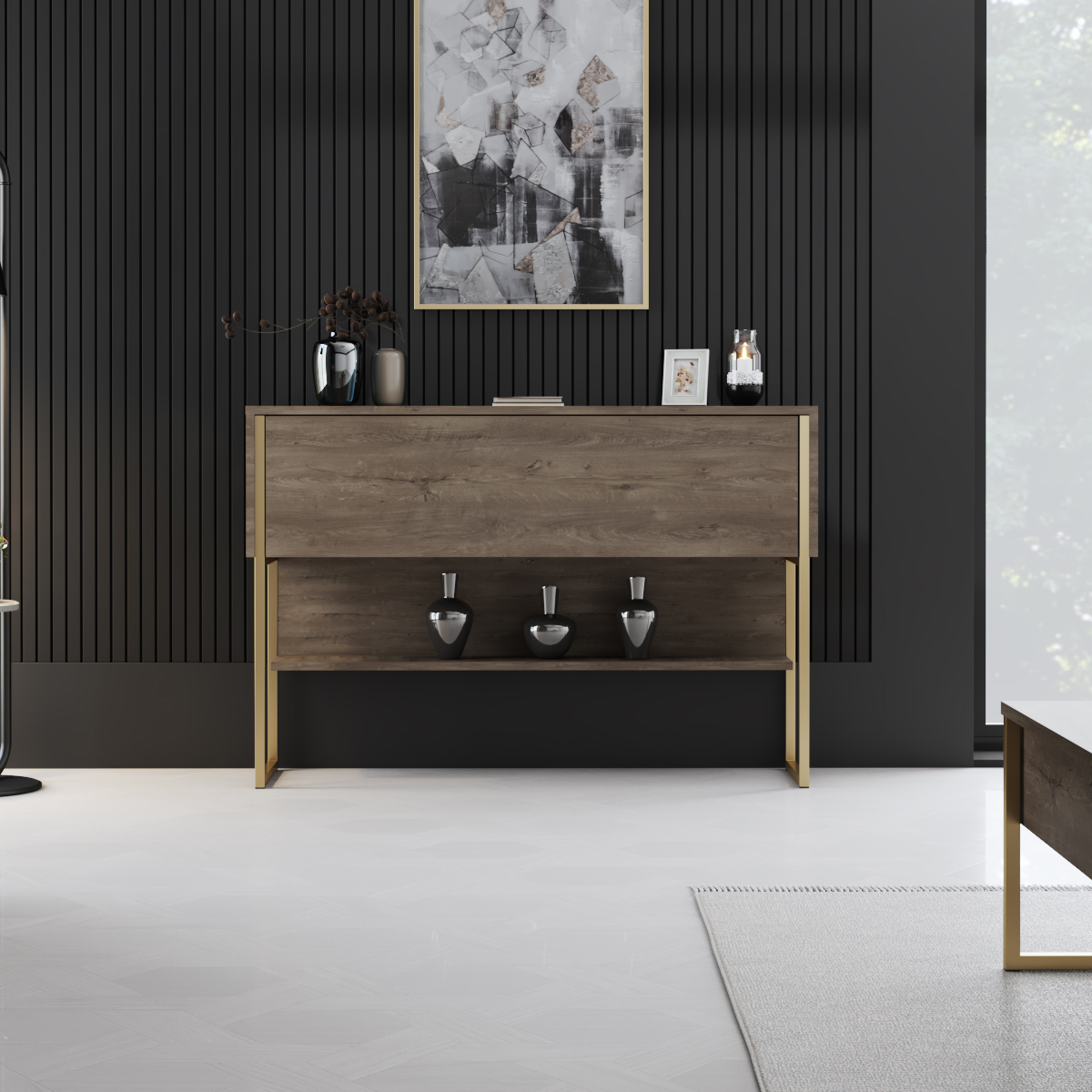 Luxe Dresser Walnut-Gold 120x30x80 cm