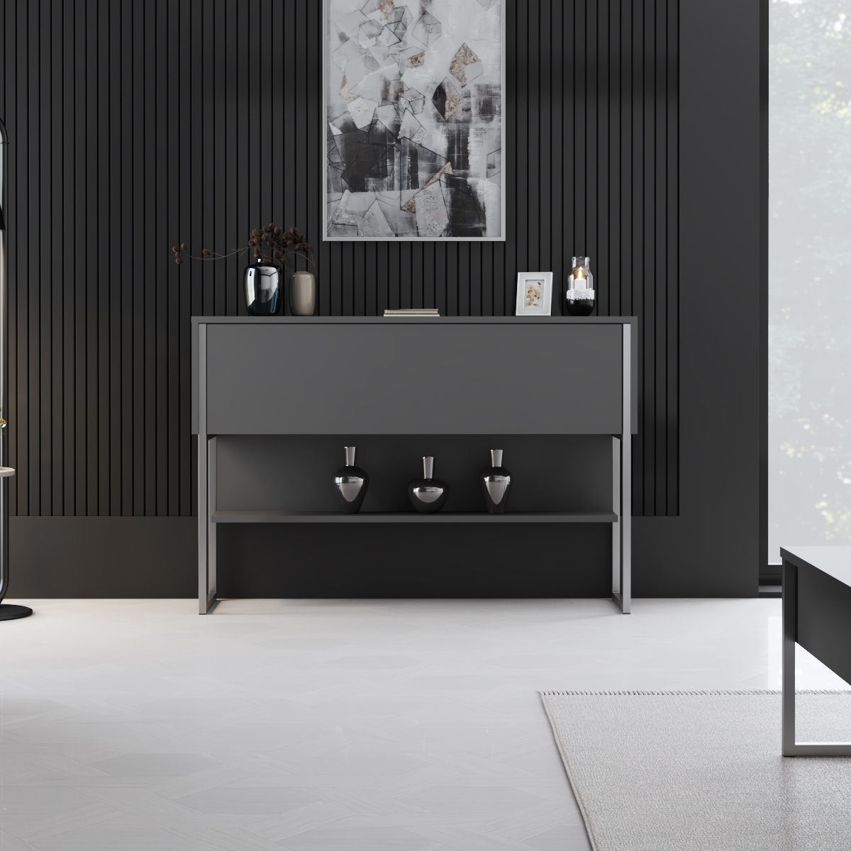 Luxe Dresser Anthracite-Silver 120x30x80 cm