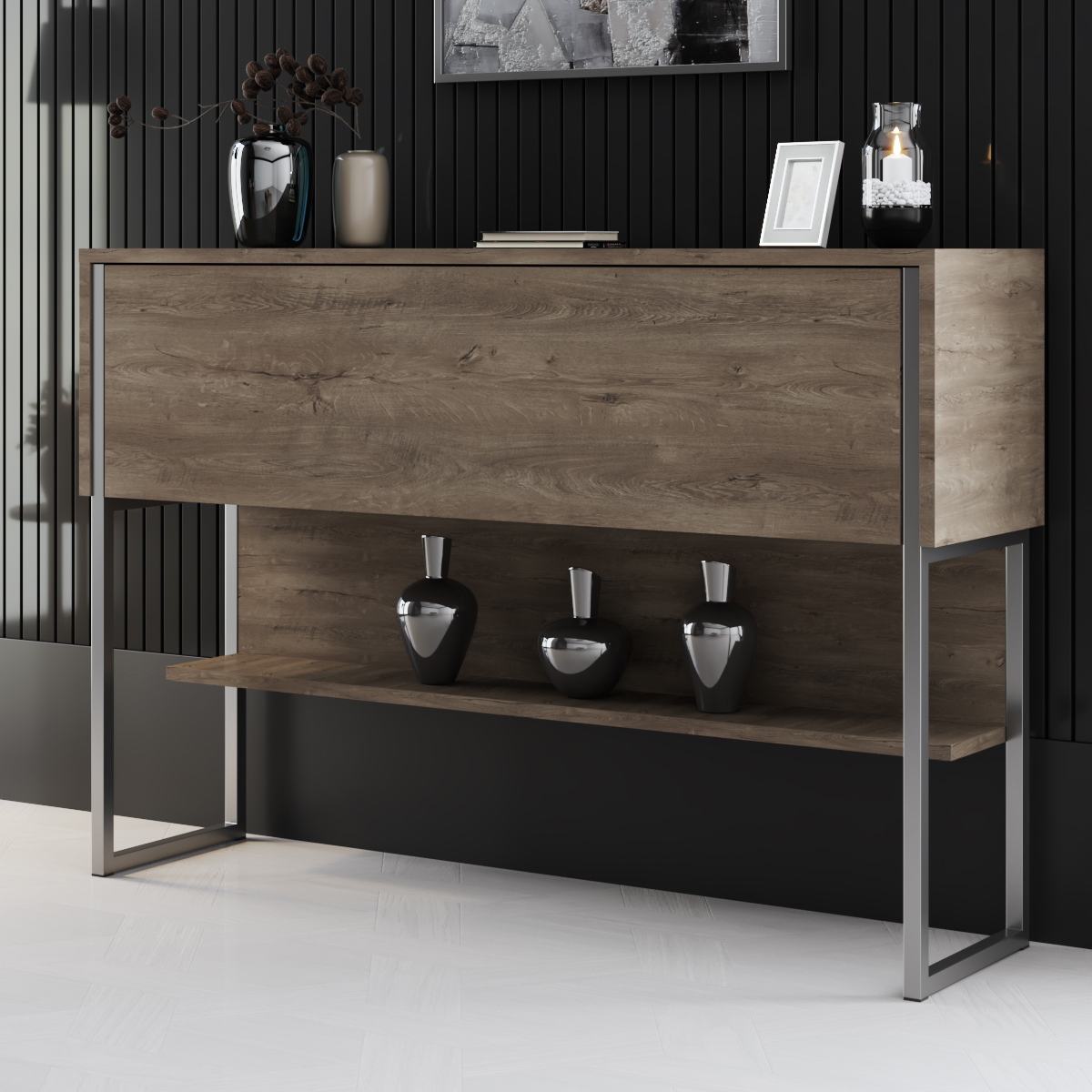 Luxe Dresser Walnut-Silver 120x30x80 cm