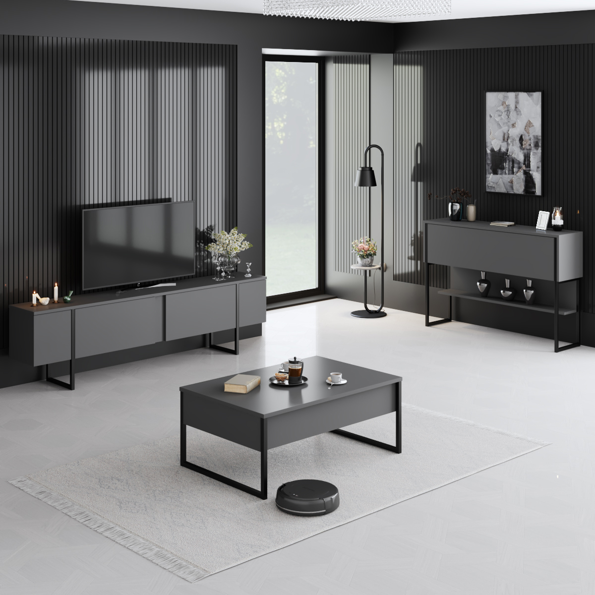 Luxe Dresser Anthracite-Black 120x30x80 cm