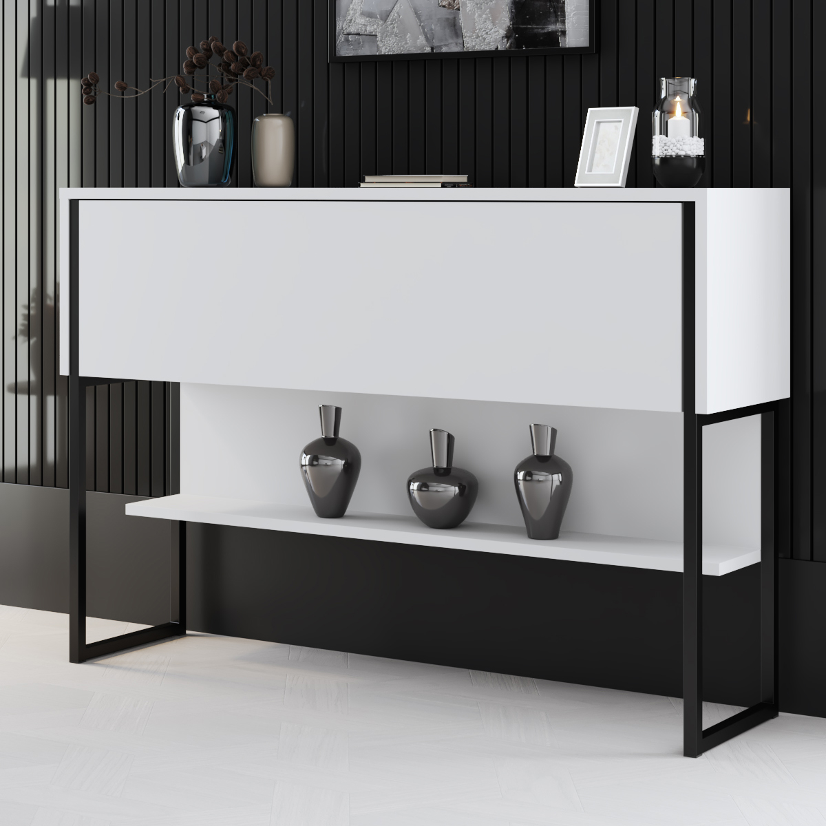 Luxe Dresser White-Black 120x30x80 cm