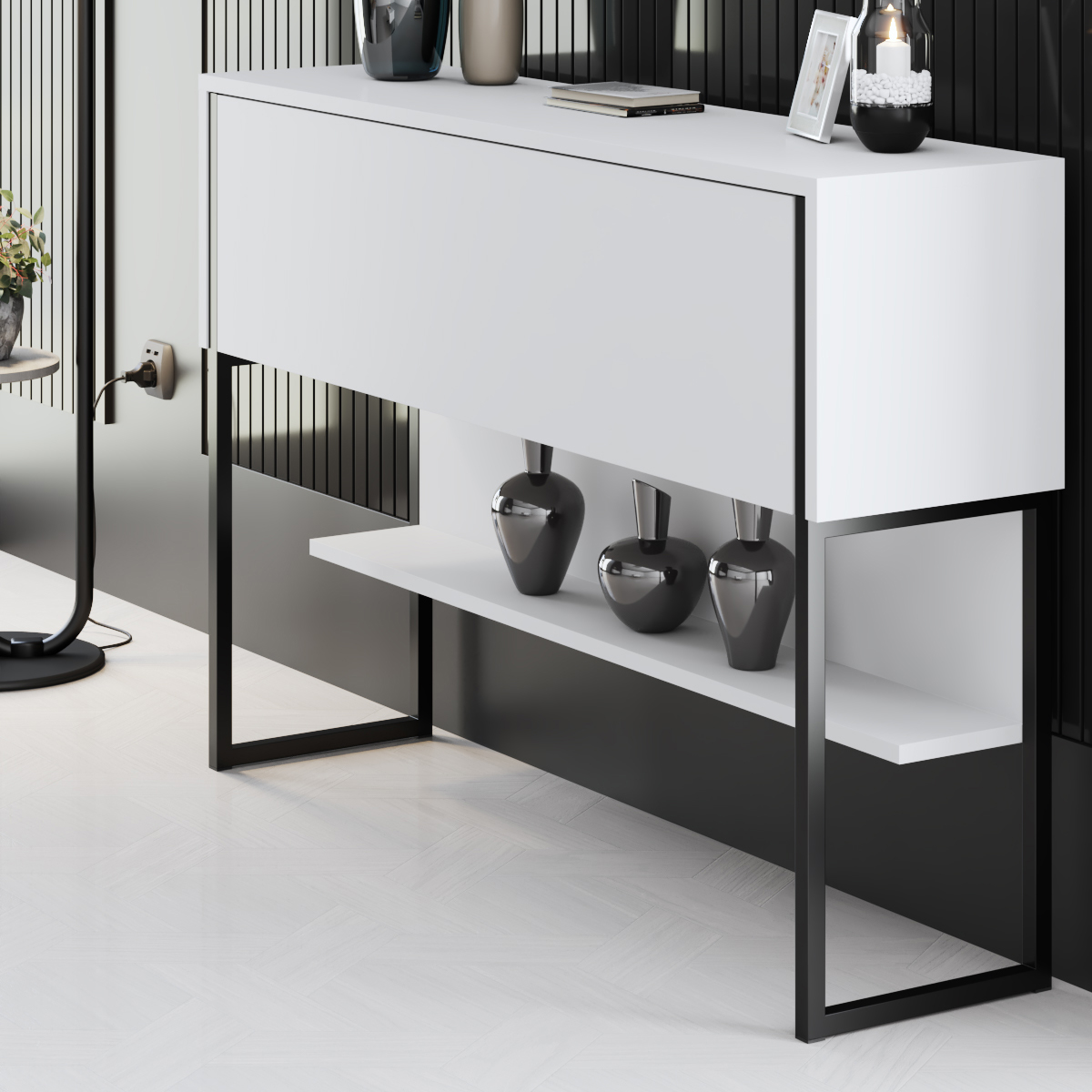 Luxe Dresser White-Black 120x30x80 cm