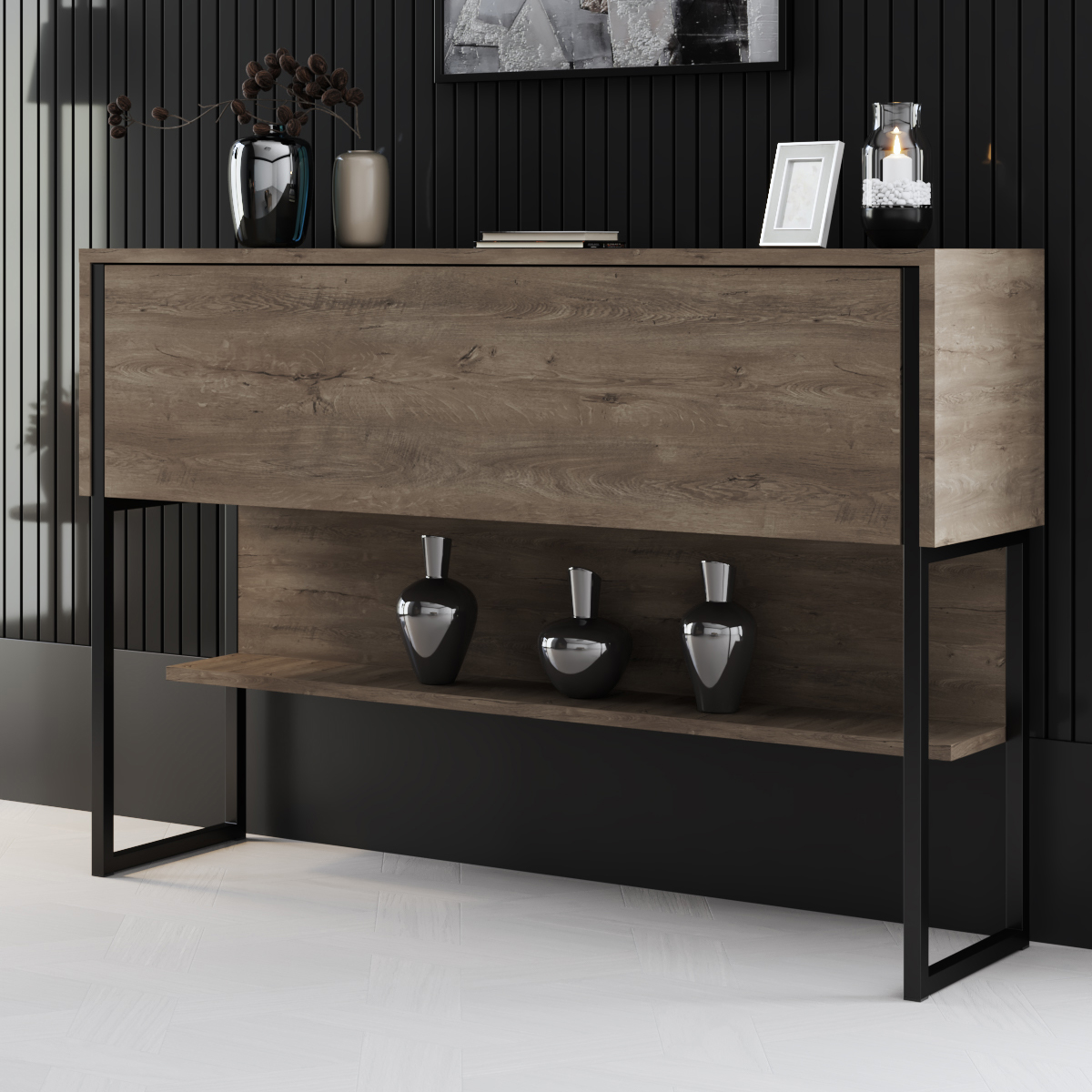 Luxe Dresser Walnut-Black 120x30x80 cm