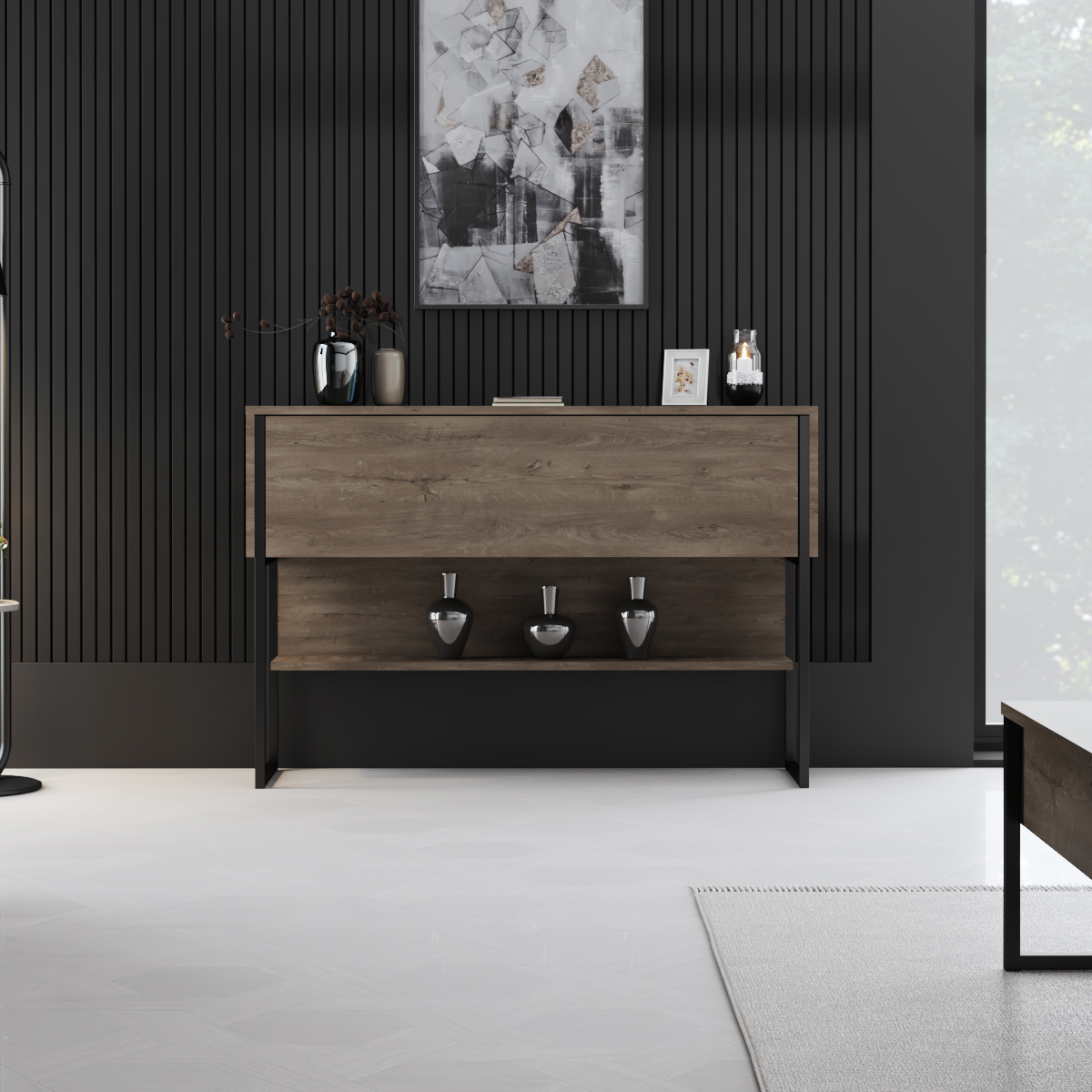 Luxe Dresser Walnut-Black 120x30x80 cm