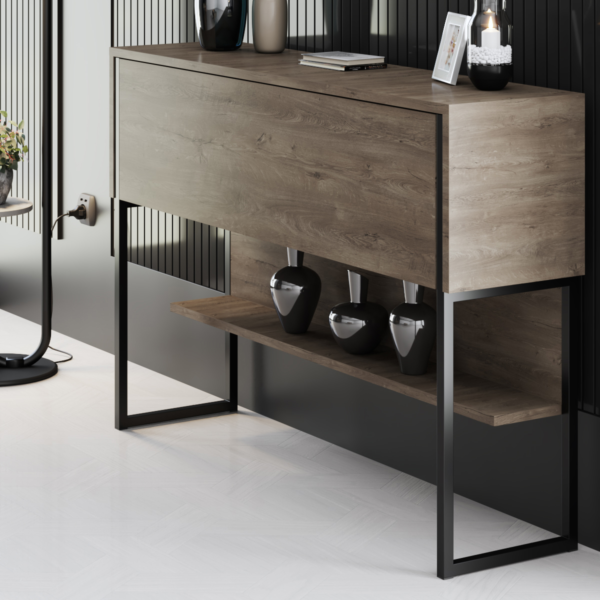 Luxe Dresser Walnut-Black 120x30x80 cm