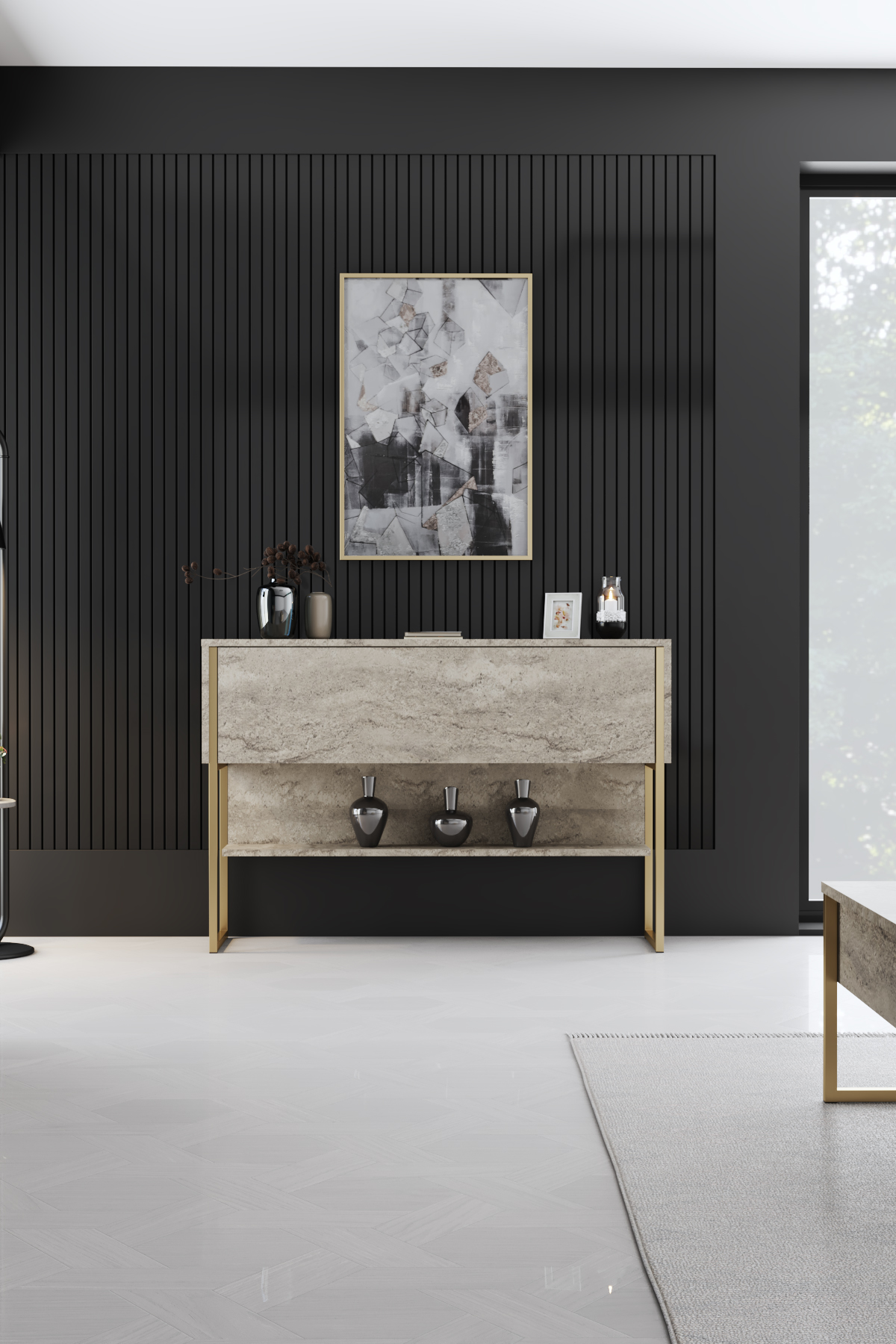 Luxe Dresser Marble-Gold 120x30x80 cm