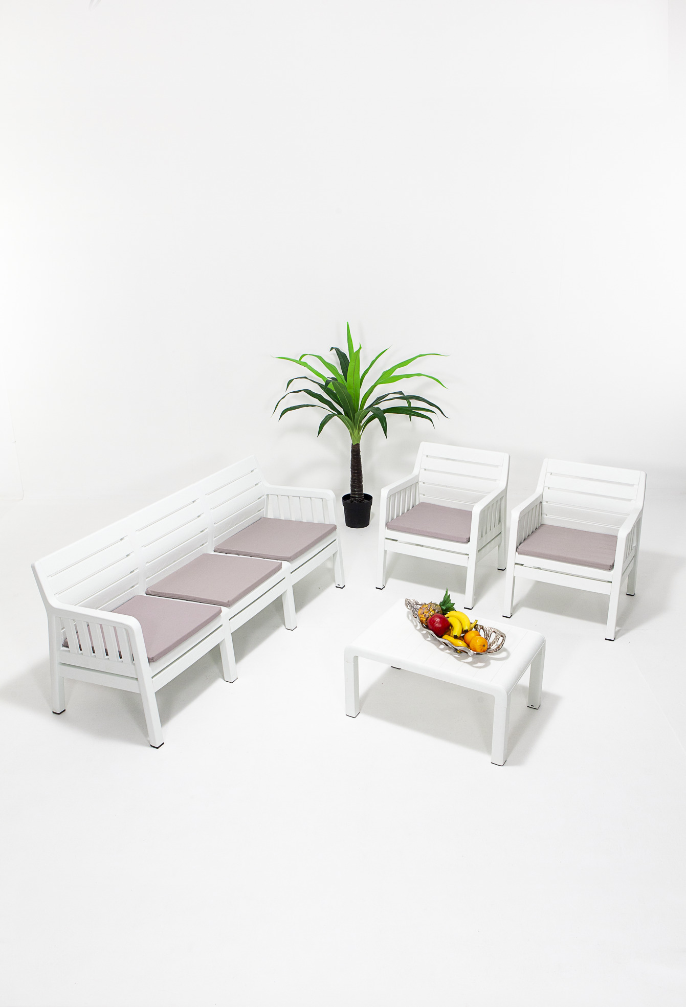 Lara 3+1+1+S Garden Set Balcony - Garden - Terrace Furniture / White