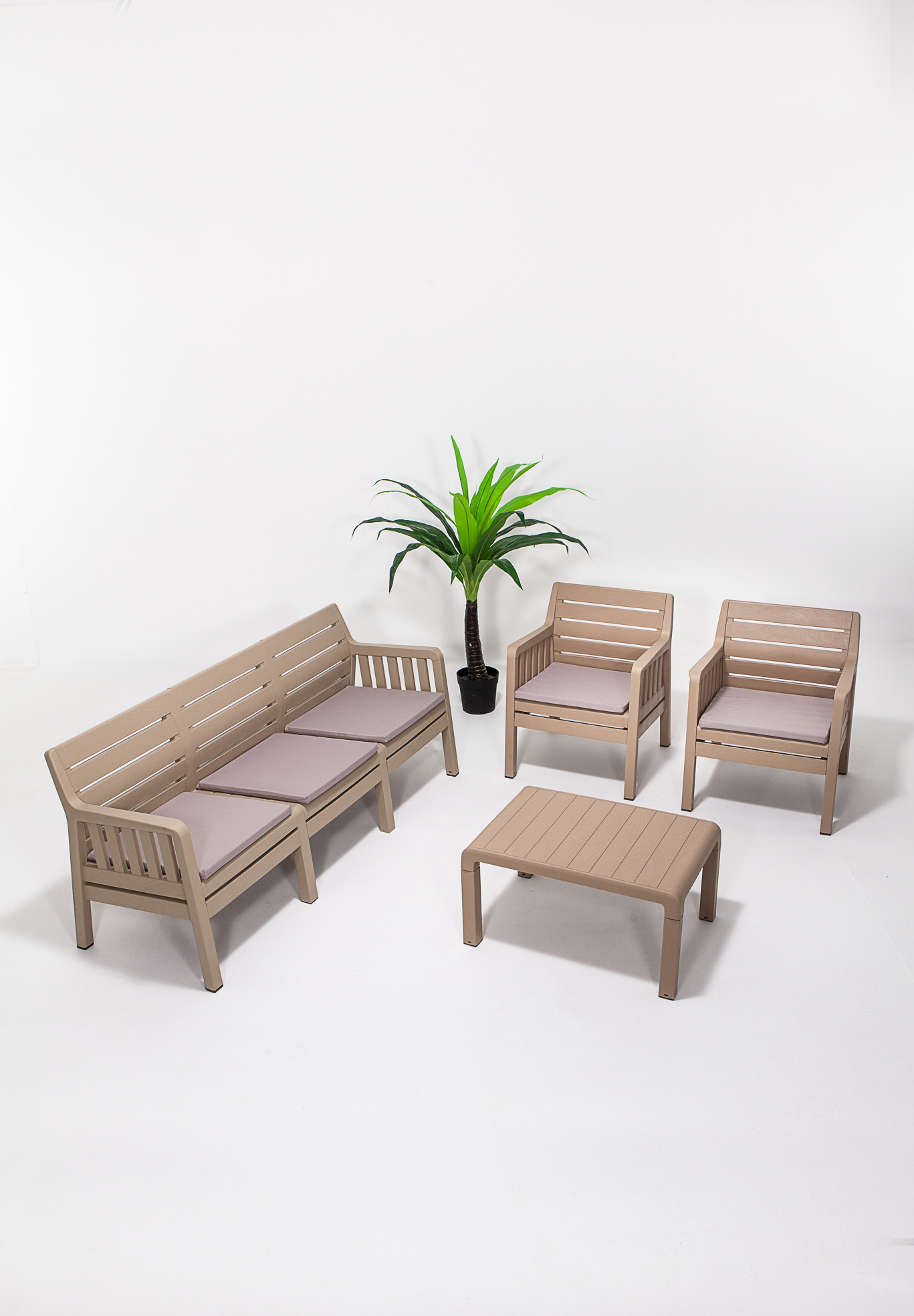 Lara 3+1+1+S Garden Set Balcony - Garden - Terrace Furniture / Cappucino