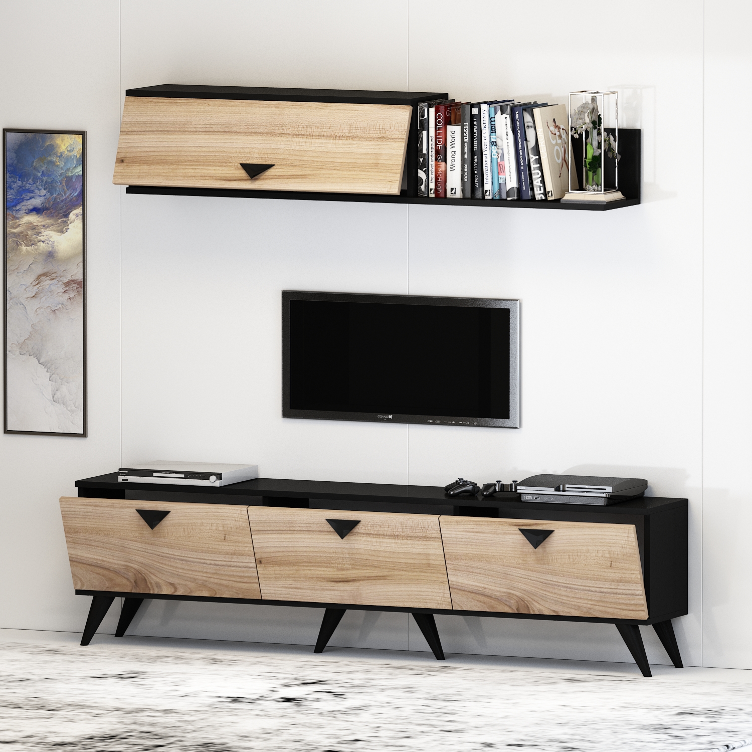 Set of TV sideboard and shelf Serenity