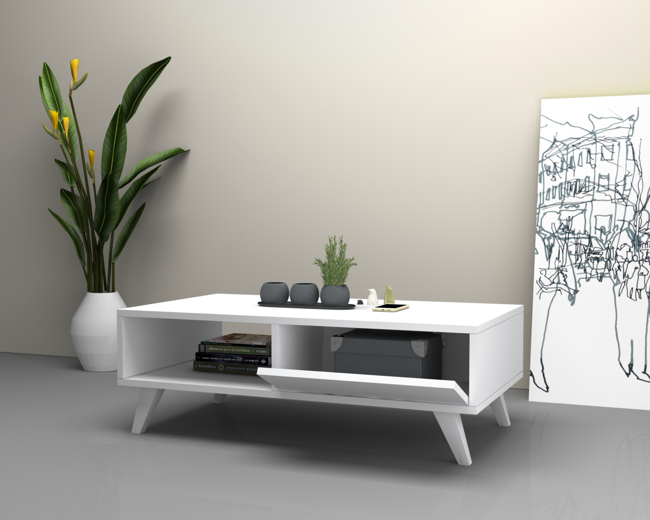 Aster Side Table White